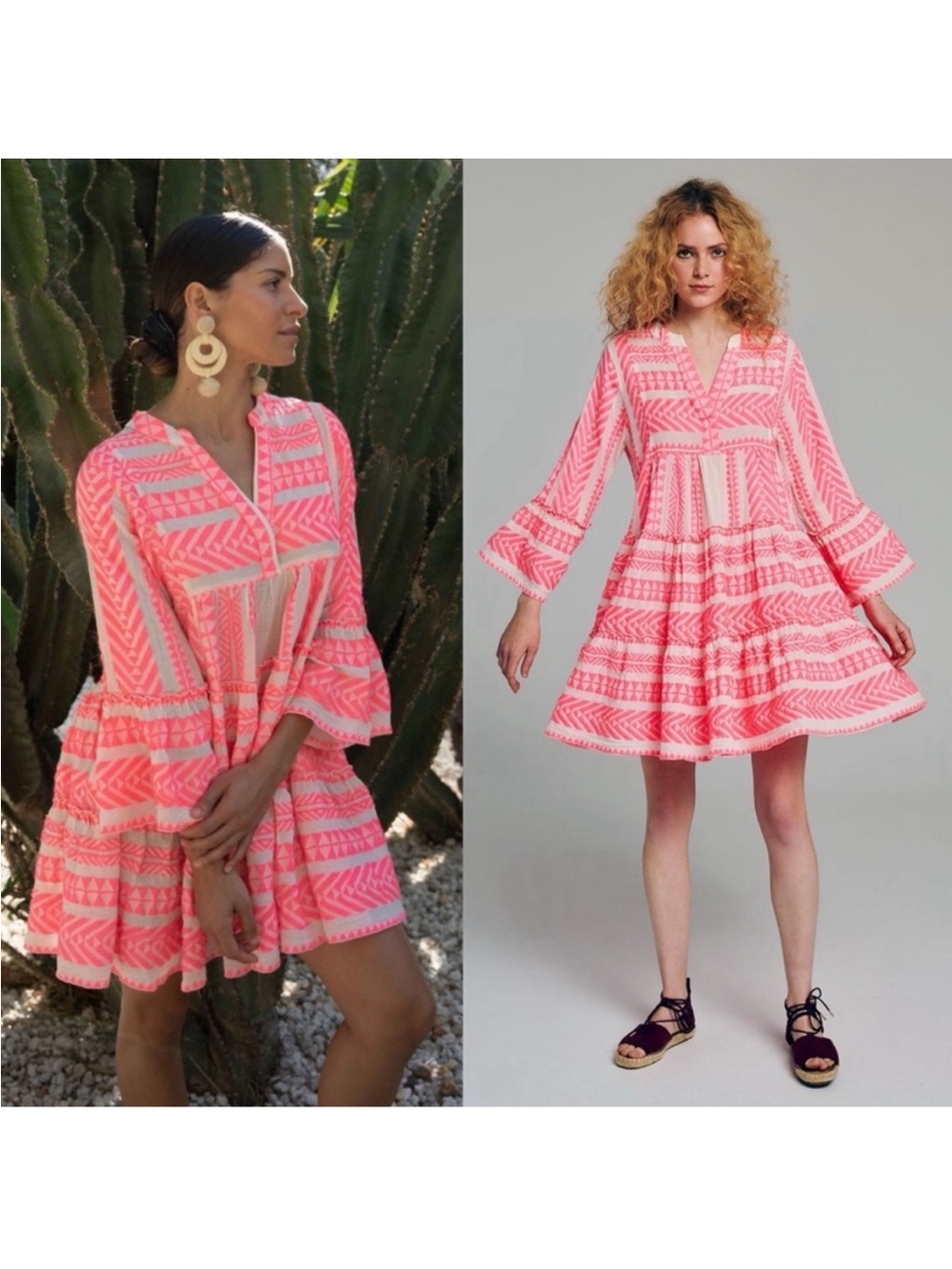 Anthropologie Devotion Twins Ella Tunic Dress Pink Size Medium